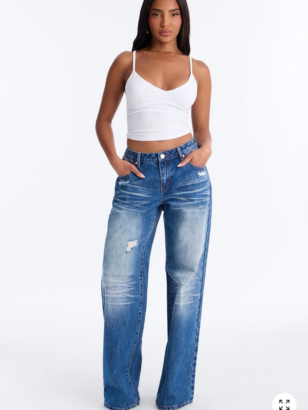 Vintage Dark Blue Straight-Leg Jeans